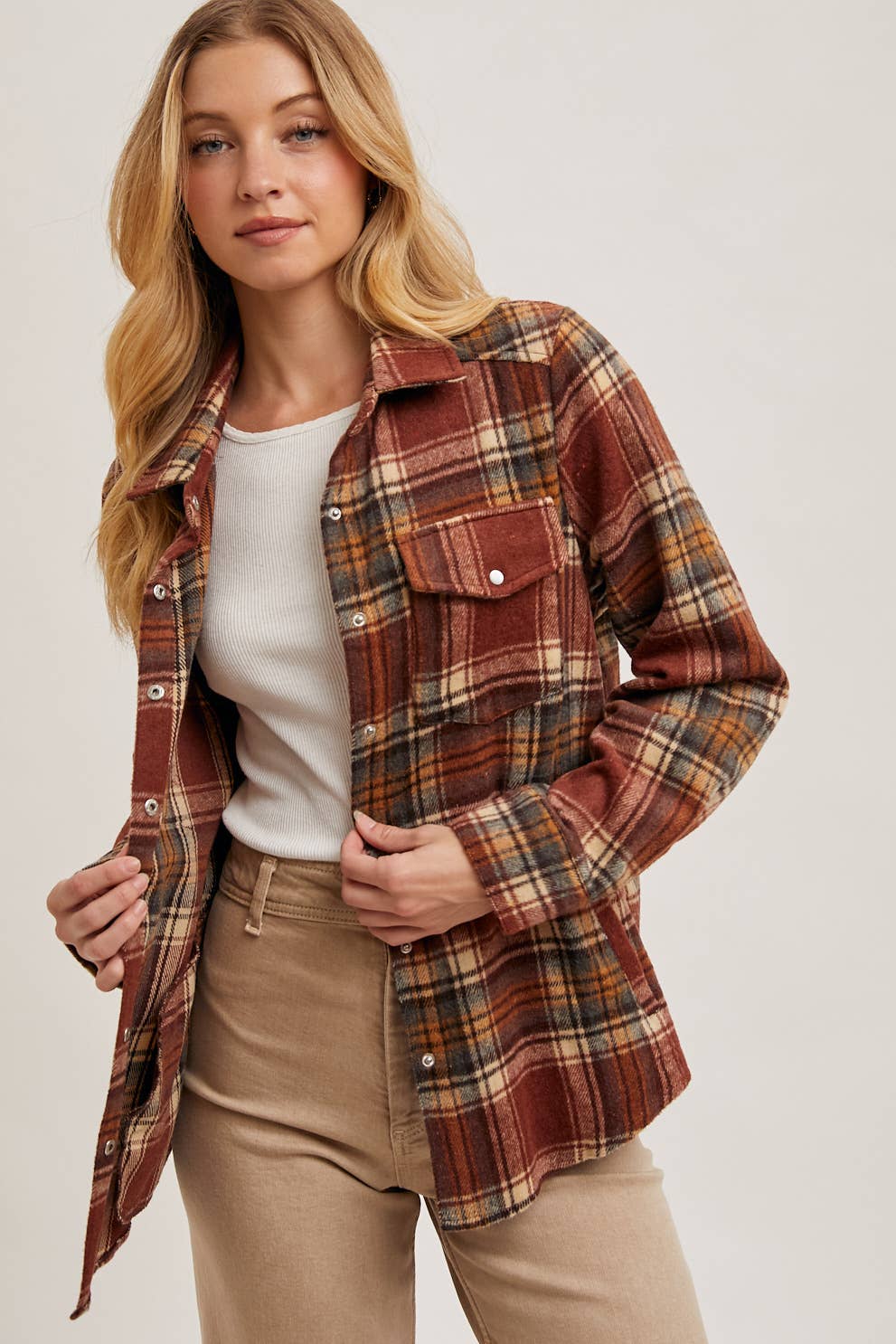 Bluivy - Wholesale Shirt Jacket/Shacket - Women's - BUTTON DOWN PLAID SHACKET12