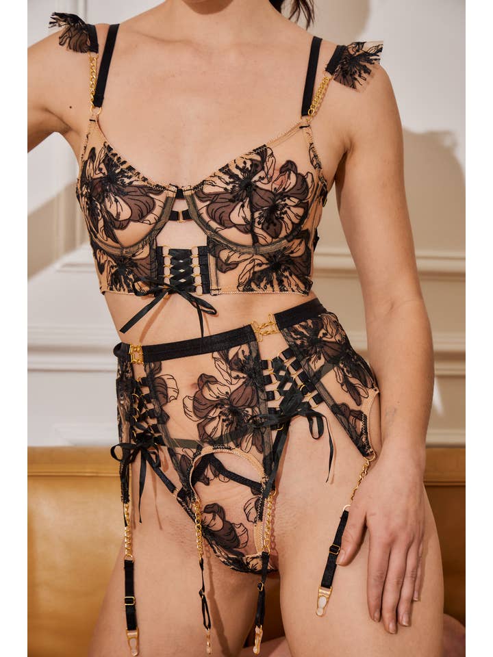 SUNTEX - Wholesale Lingerie Set - Women's - 3-piece transparent lingerie set with thong3