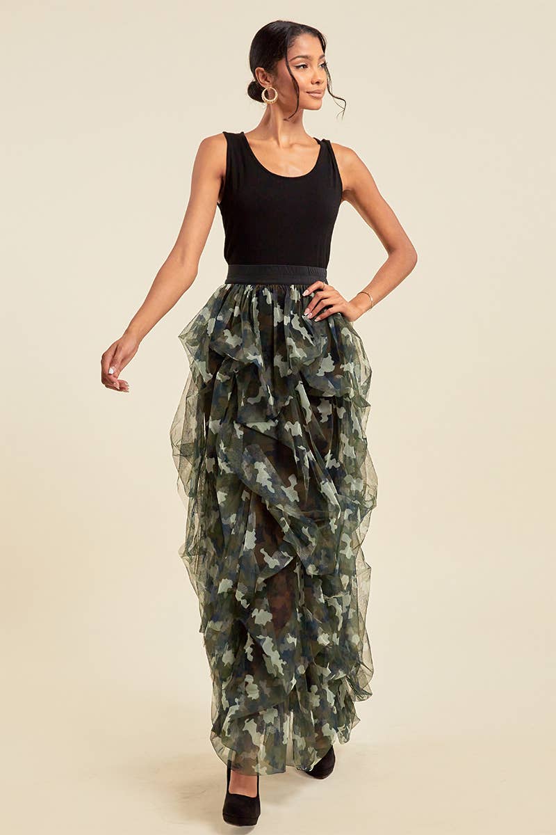 QMP Moda - Venta al por mayor Falda - Mujer - FALDA DE CAMUFLAJE DE MALLA CON ABERTURA            2