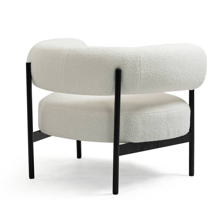 Glamour Home - Wholesale Chair - Ayuka White Boucle Fabric Accent Chair with Black Iron Legs6