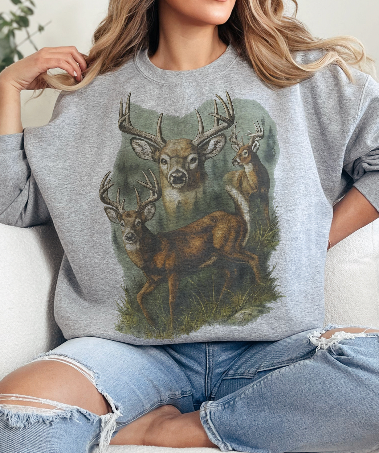 THE LATTIMORE CLAIM – Großhandel Sweatshirt mit Grafikdruck – Damen – Hirsch Trio Vintage1