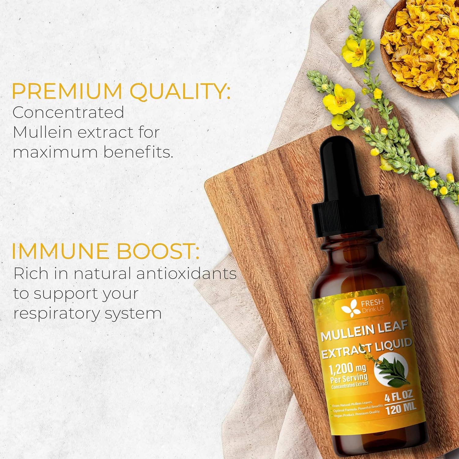 Naomi's Happy Place Shop - Vente Supplément oral/vitamine - Gouttes de Molène pour le soutien du nettoyage des poumons, extrait liquide de molène – 100 % à partir de feuilles de molène naturelles, non-OGM, sans gluten2