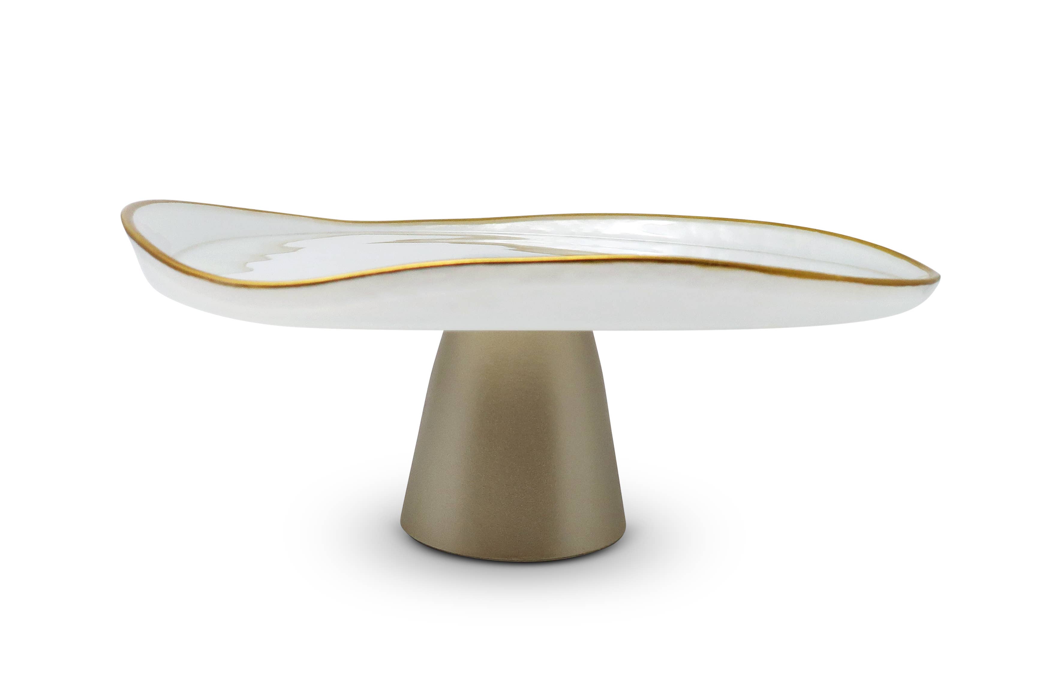 VIVIENCE – Großhandel Kuchenständer – Organisch geformter Tortenständer mit Fuß und goldener Basis1