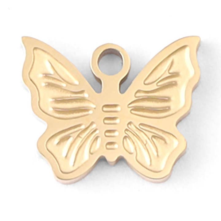 18K Gold PVD Stainless Steel Dainty Butterfly Charm for wholesale by WJW