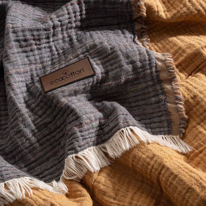 MINOA - Wholesale Throw Blanket - Reversible Muna Organic Gauze Bed Spread, Large Throw2