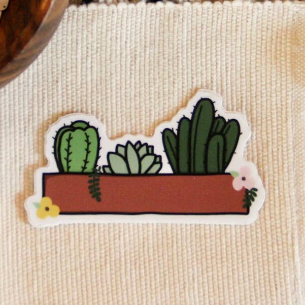 Cacti Planter Vinyl Sticker for wholesale by Get Stoked