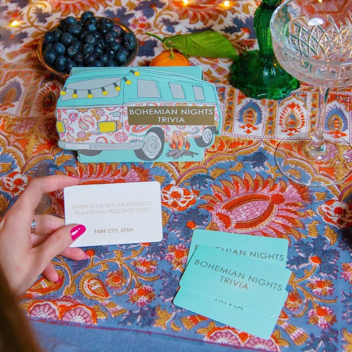 Talking Tables USA - Wholesale Card Game - Boho Trailer General Knowledge Trivia Game | POS Unit |