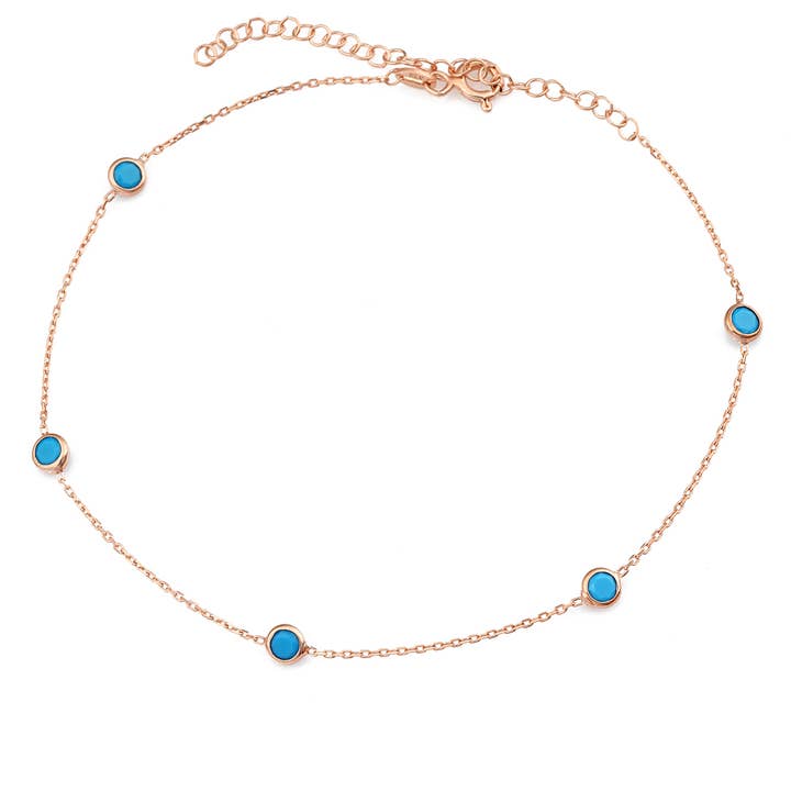 925 Sterling Silver Anklet Turquoise Stone for wholesale by Azuris Silver