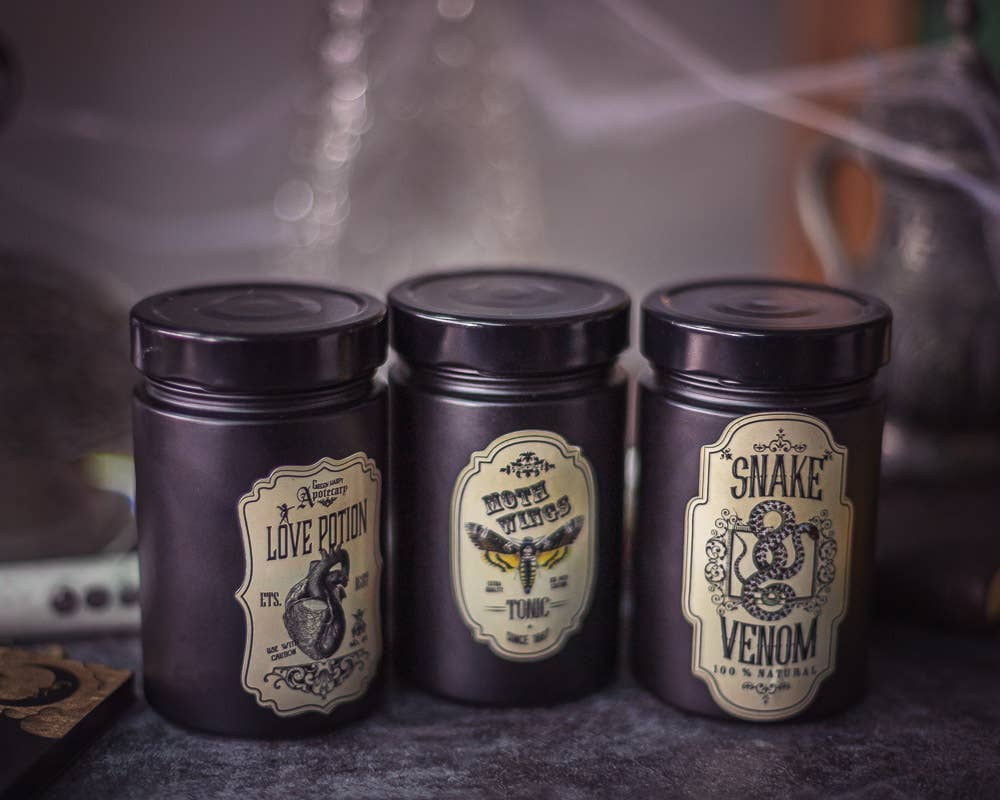 Costurero Real - Wholesale Jar/Filled Candle - Halloween Decor Potion Candle Apothecary witch Gothic Black6