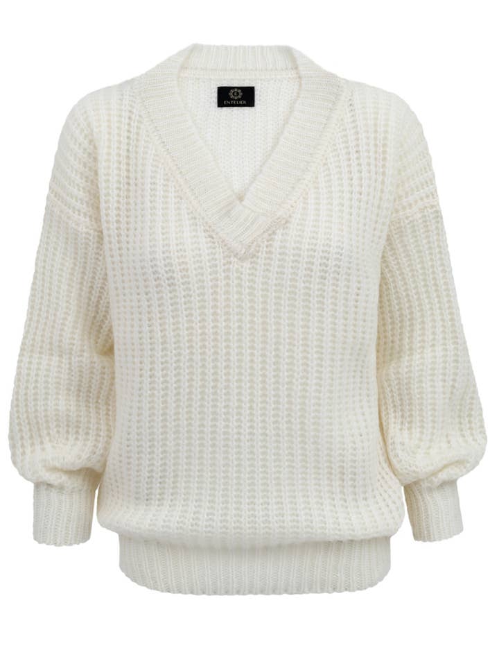 Maglione V Merino Ecru per la vendita all'ingrosso da parte di Entelier