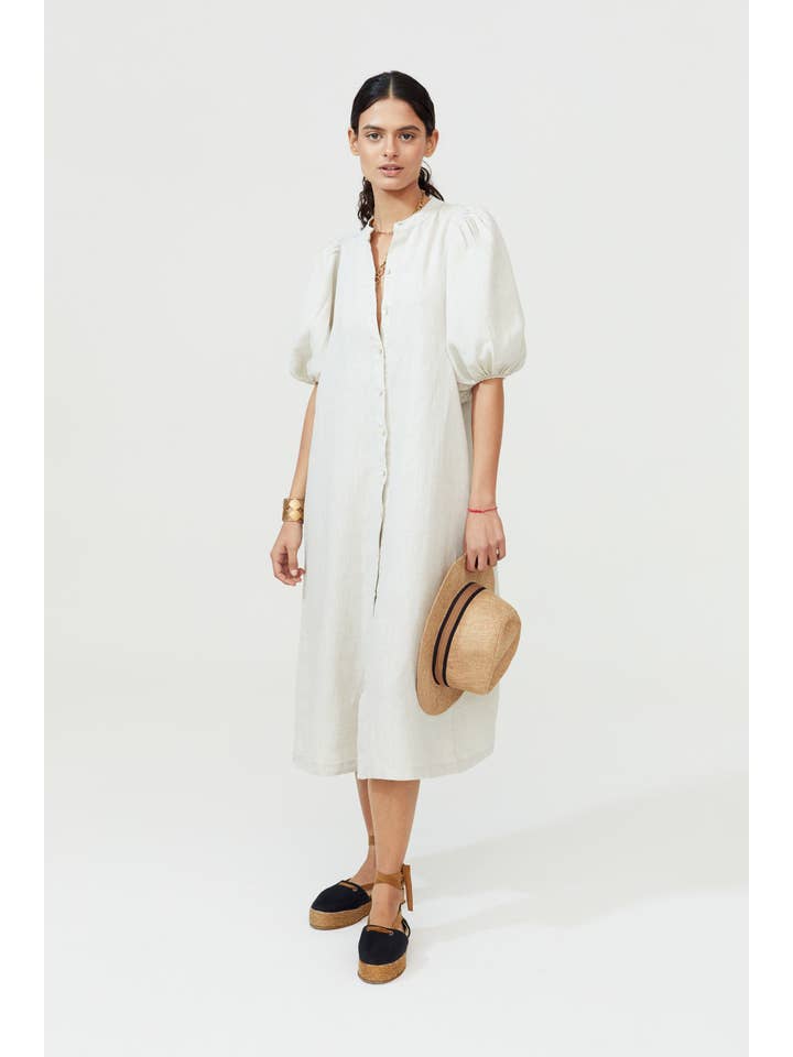 Naturale Vestito Bubble in lino naturale in vendita all'ingrosso su Faire2