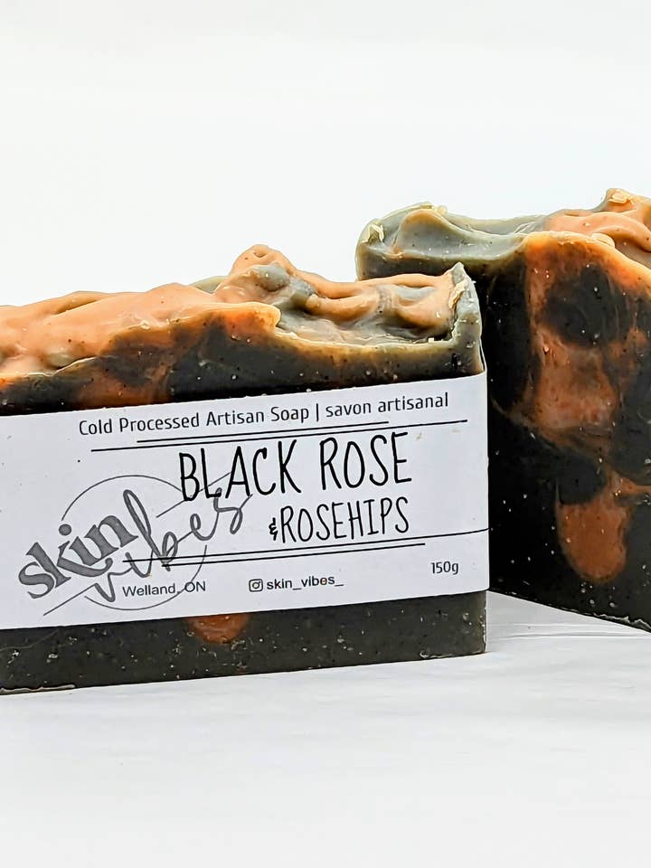 Black Rose and Rosehips Artisanal Soap for wholesale by Taste of Honey Canada