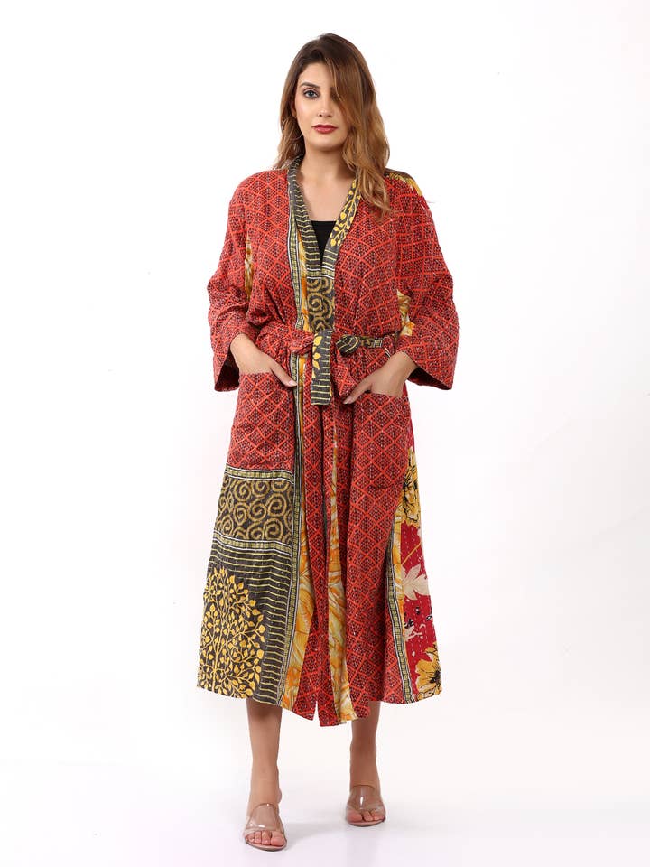 Wevez - Wholesale Robe - Women's - Wholesale Lot Printed Vintage Kantha Jacket Robe for Women 3