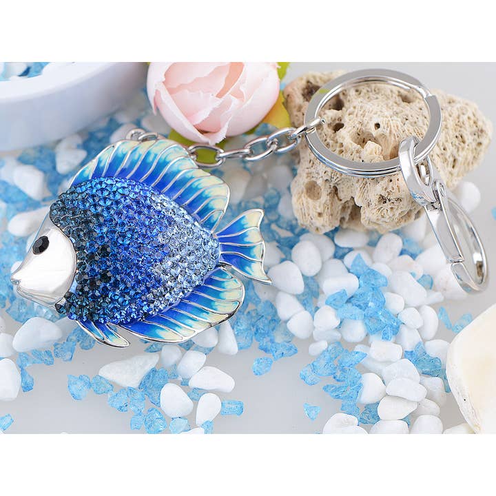AK Brand – Porta-chaves - Mulher por atacado – Chaveiro Swarovski Crystal Fire Opal Angel Piranha Peixe7