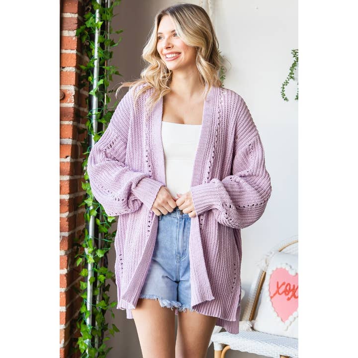 Wholesale Sheer Texture Open Front Knit Cardigan for your Wholesale Sheer Texture Open Front Knit Cardigan for your