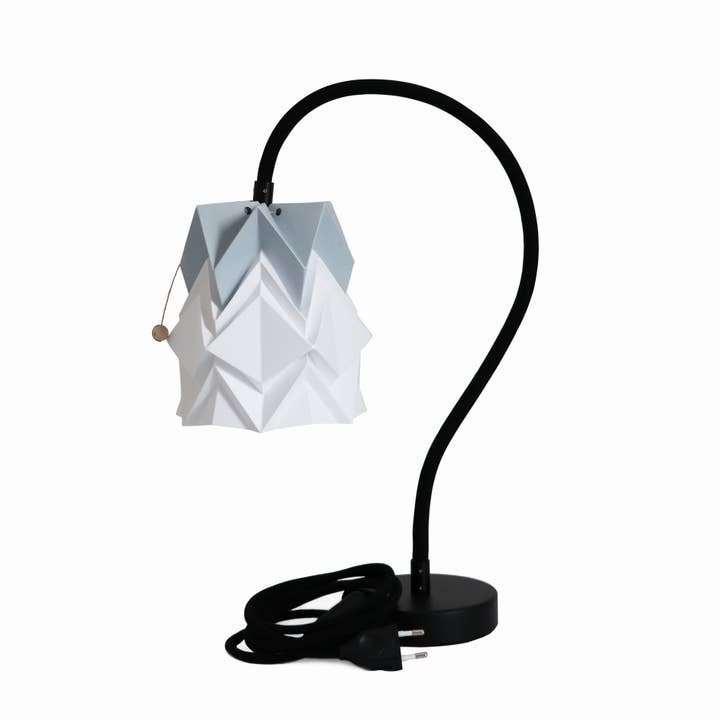 Lampe de Table Kikyo avec pied flexible et petit abat-jour en papier for wholesale by Tedzukuri Atelier