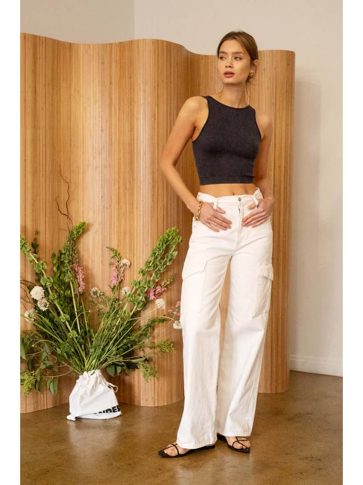 The Workshop Studio - Wholesale Knit Top - Women's - WASHED SEAMLESS CROP TOP