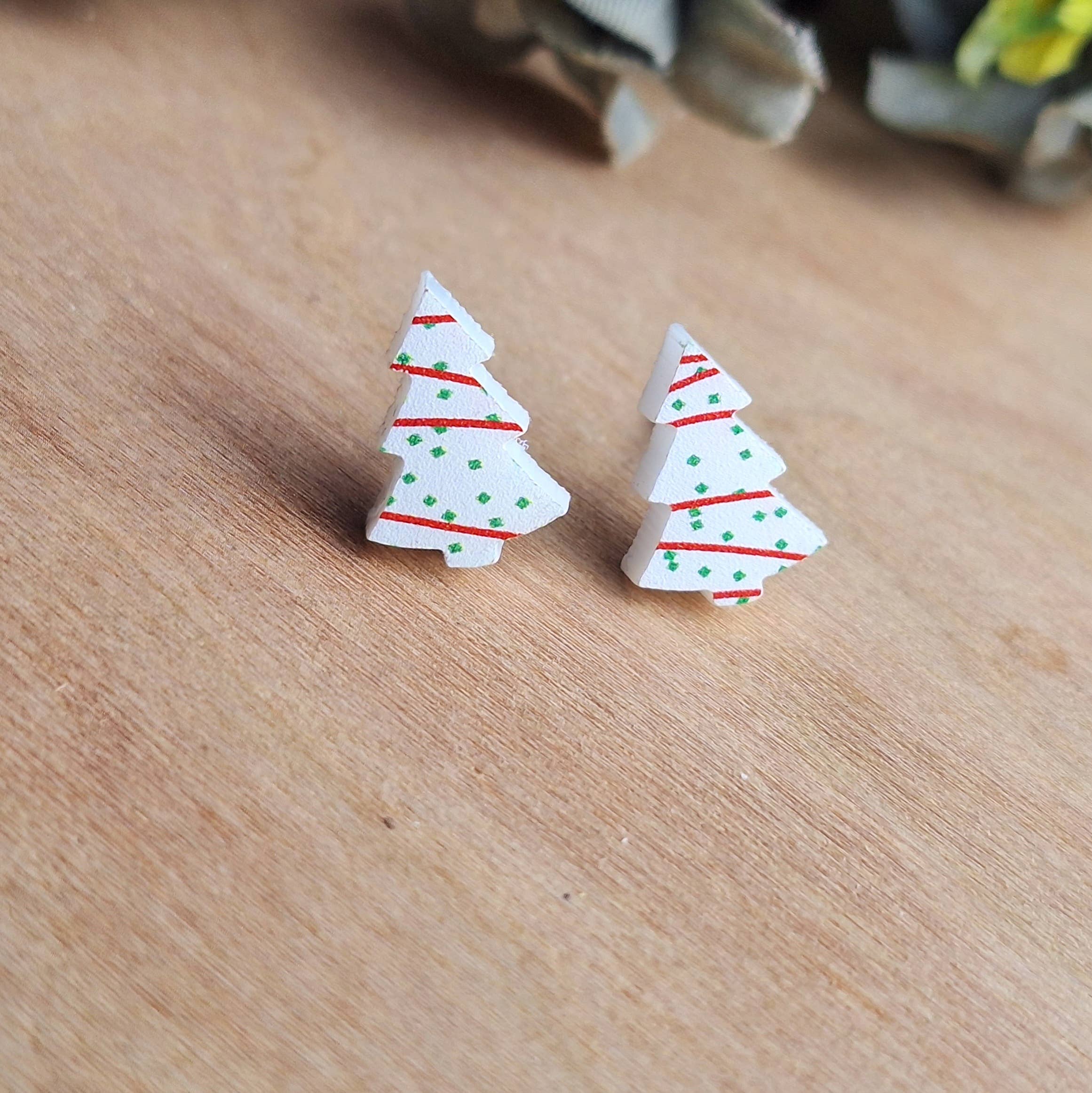 Jedi Woods LLC - Wholesale Stud/Post Earrings -  L. Debbie Xmas Cake Earrings  - Tiktok VIRAL Product!6