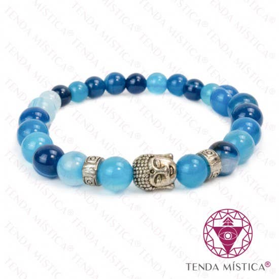Buddha Bracelet Blue Agate 6 E 8Mm for wholesale by Tenda Mística