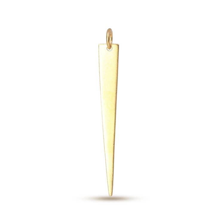 Colgante Triangular Extra Largo de Plata de Ley Chapado en Oro de 24Kt 38x5x1mm - 1 pieza para venta al por mayor de Plazko