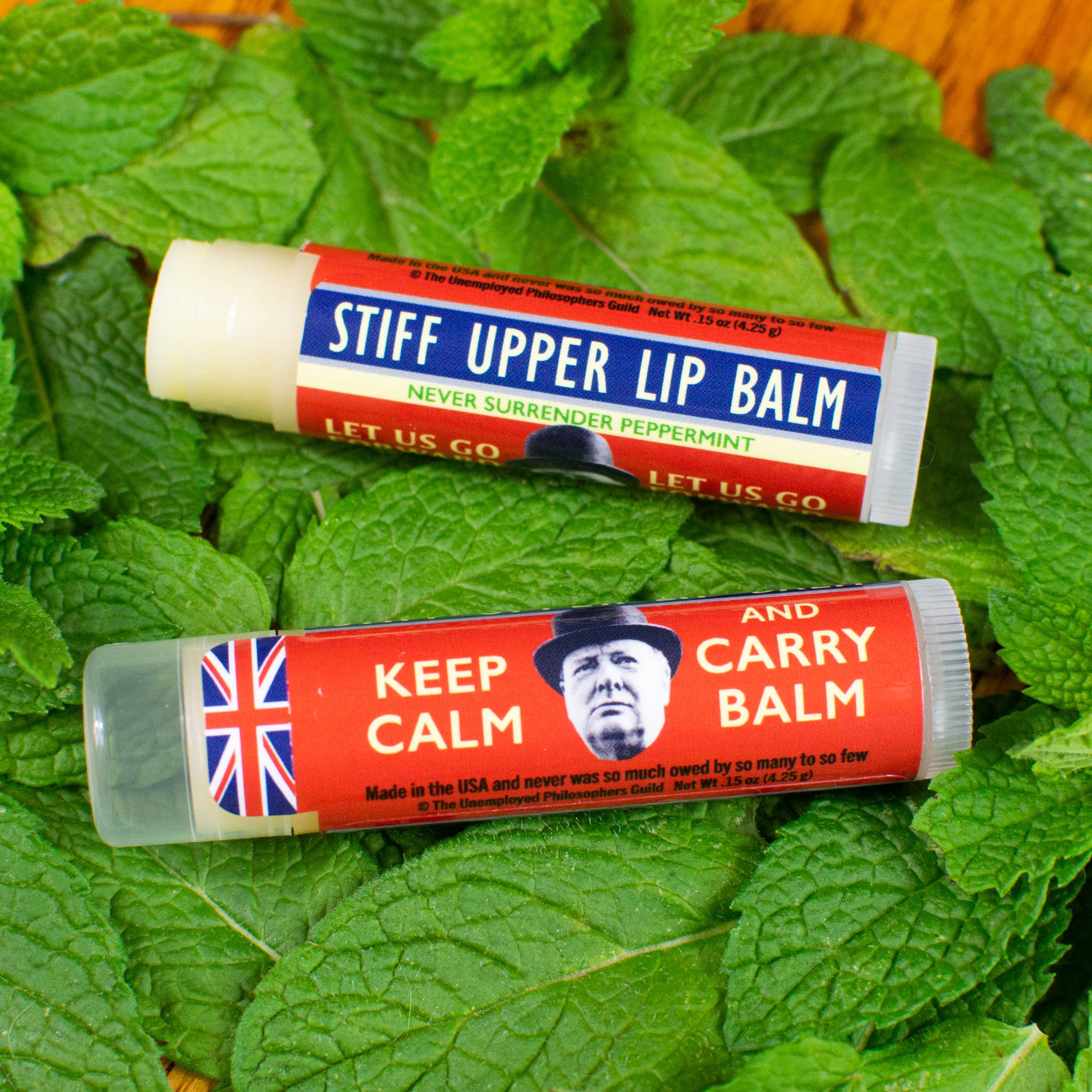 Unemployed Philosophers Guild - Wholesale Lip Balm - Stiff Upper Lip Balm - Peppermint Flavor3