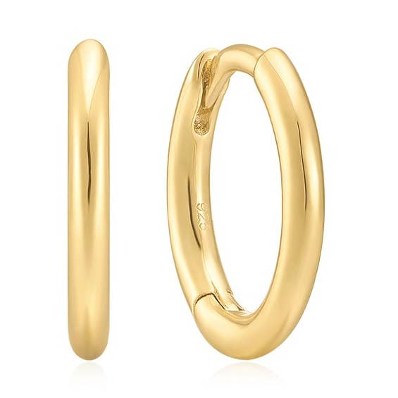 Classic Halo Gold Huggie Earrings for wholesale by Quill Fine Jewelry & Lifestyle