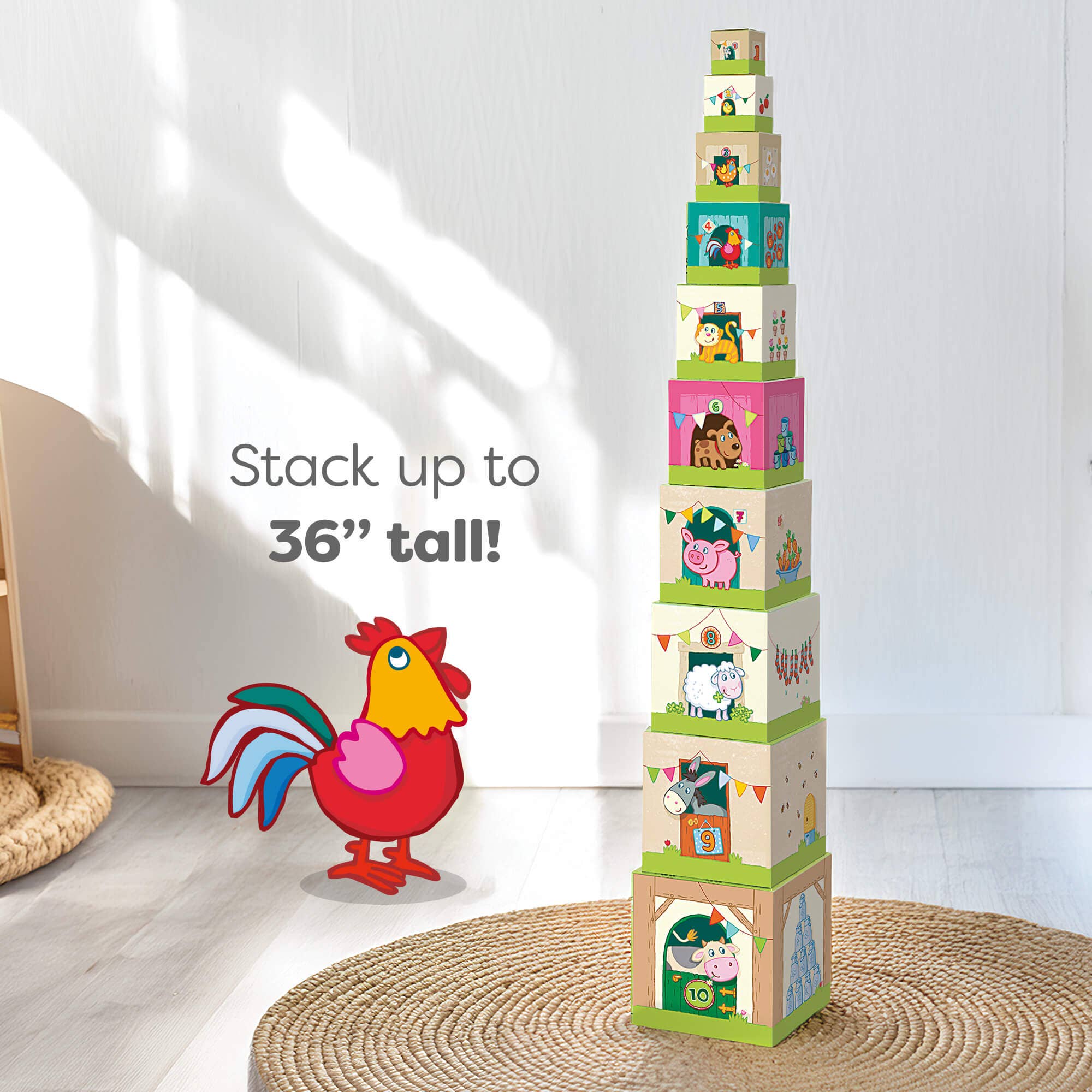 HABA USA - Wholesale Stacking Game - On the Farm Cardboard Stacking & Nesting Cubes4