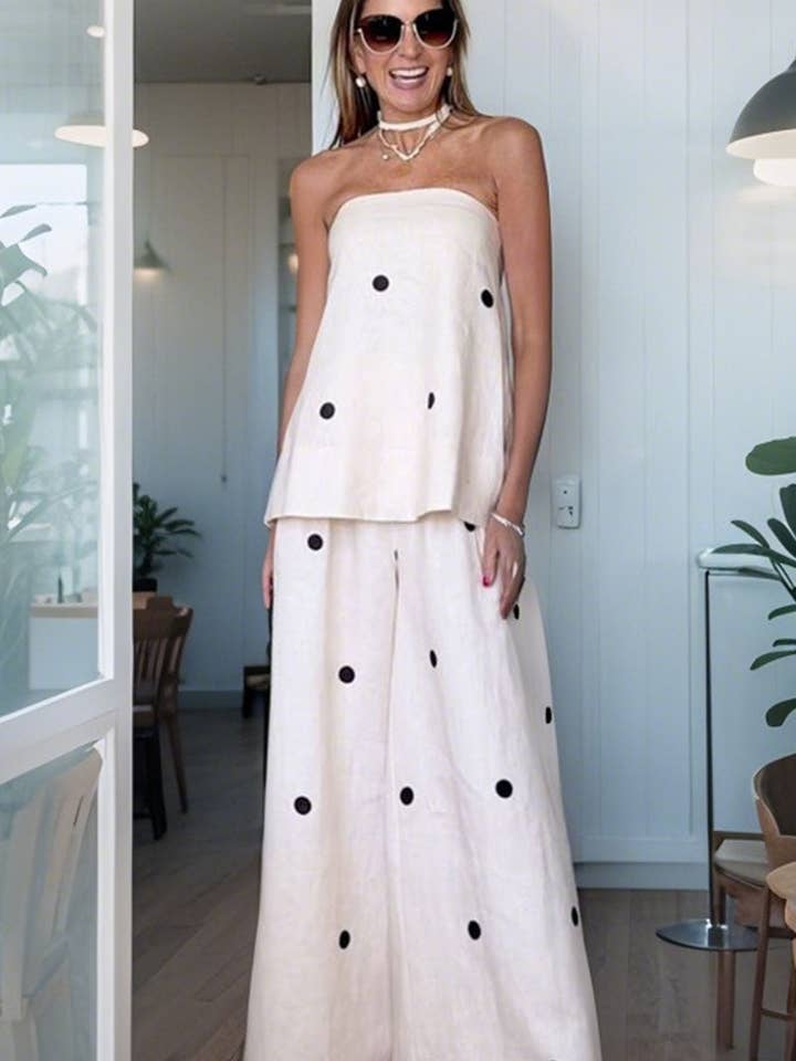 Strapless Polka Dot Pants Set for wholesale by Mccolin