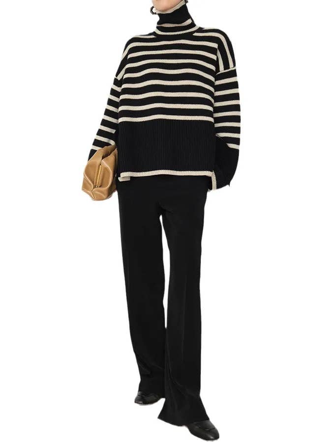 damestrui lange mouwen truien & vesten casual streep voor wholesale door Blak Wardrob