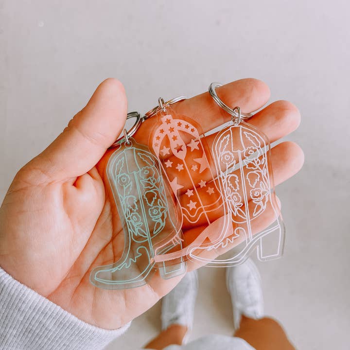 Sugar Koated Designs - Wholesale Keychain - Women's - Cowboy Boots Keychain, Cowgirl Boot Keychain, Western