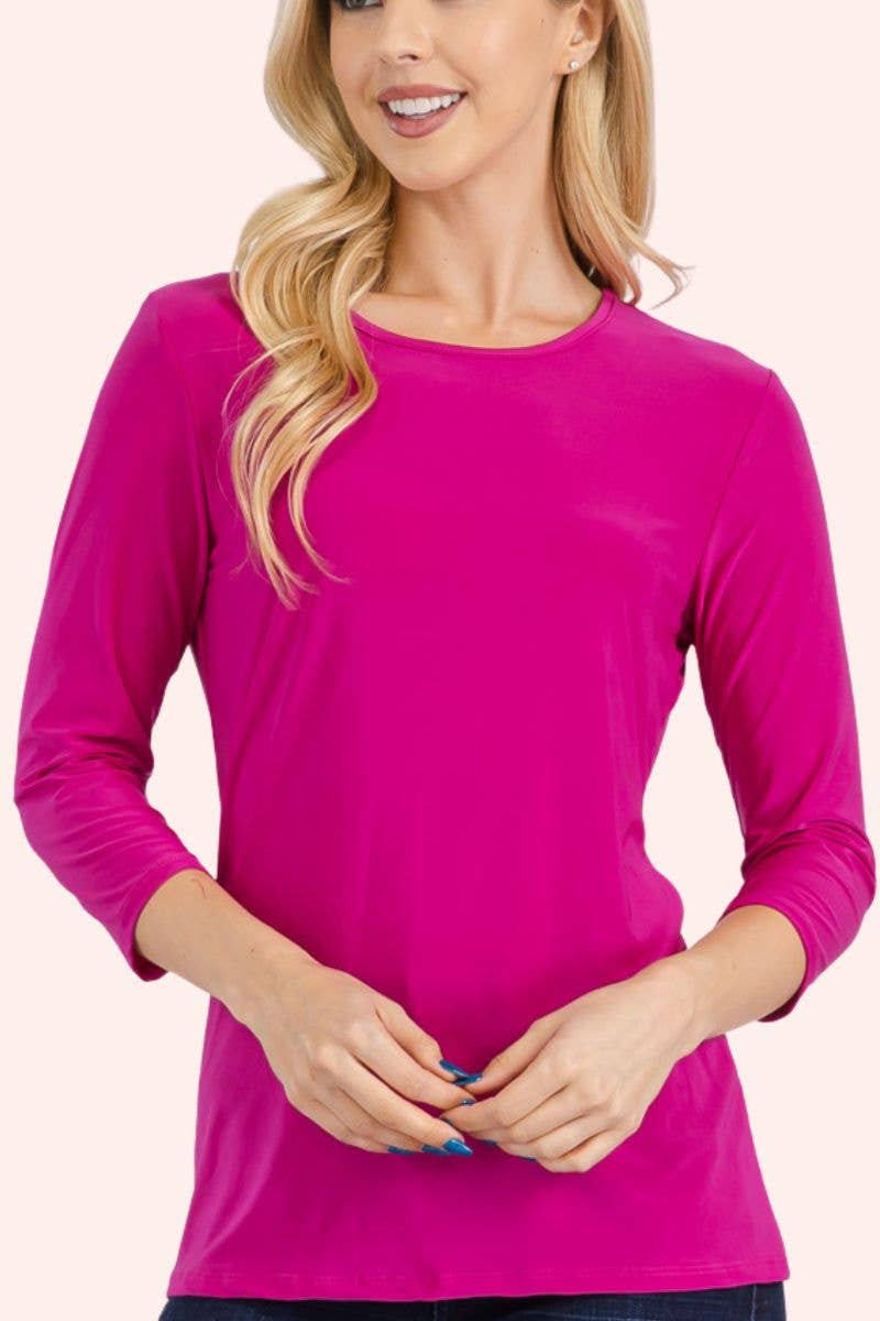 Celeste Clothing - Wholesale T-Shirt - Women's - CLASSIC 3/4 SLEEVE CREW NECK TOP -CT1321415