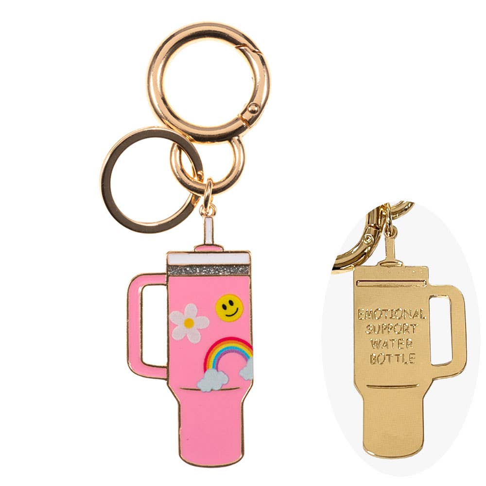 Sensibling Corp. - Wholesale Keychain - Women's - Enamel Floral Tumbler Back Engraved Keychain Bag Charm2