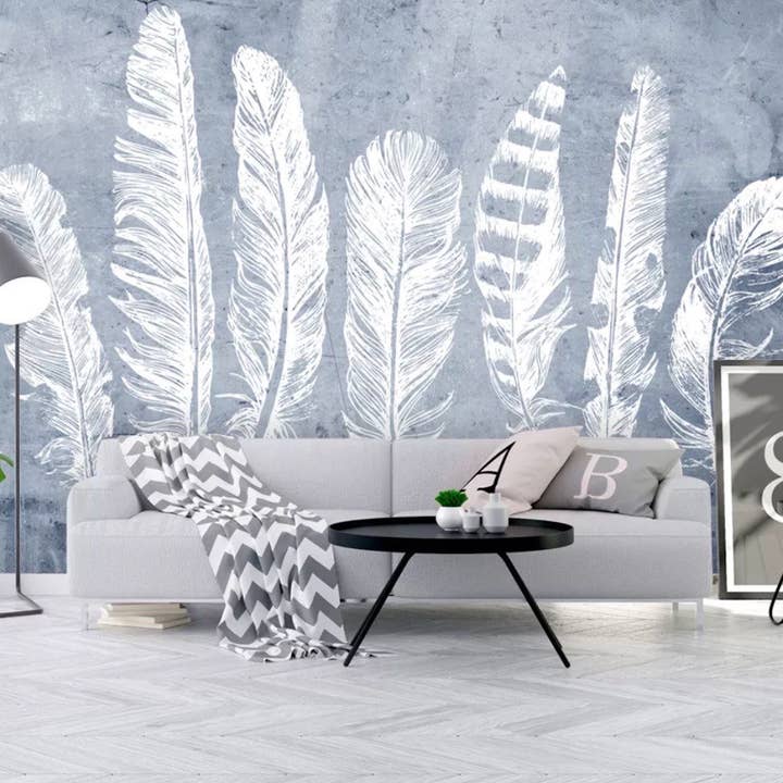 GK Home Decor - Wholesale Wallpaper - Feather Navy Plume Minimalist Removable Wallpaper