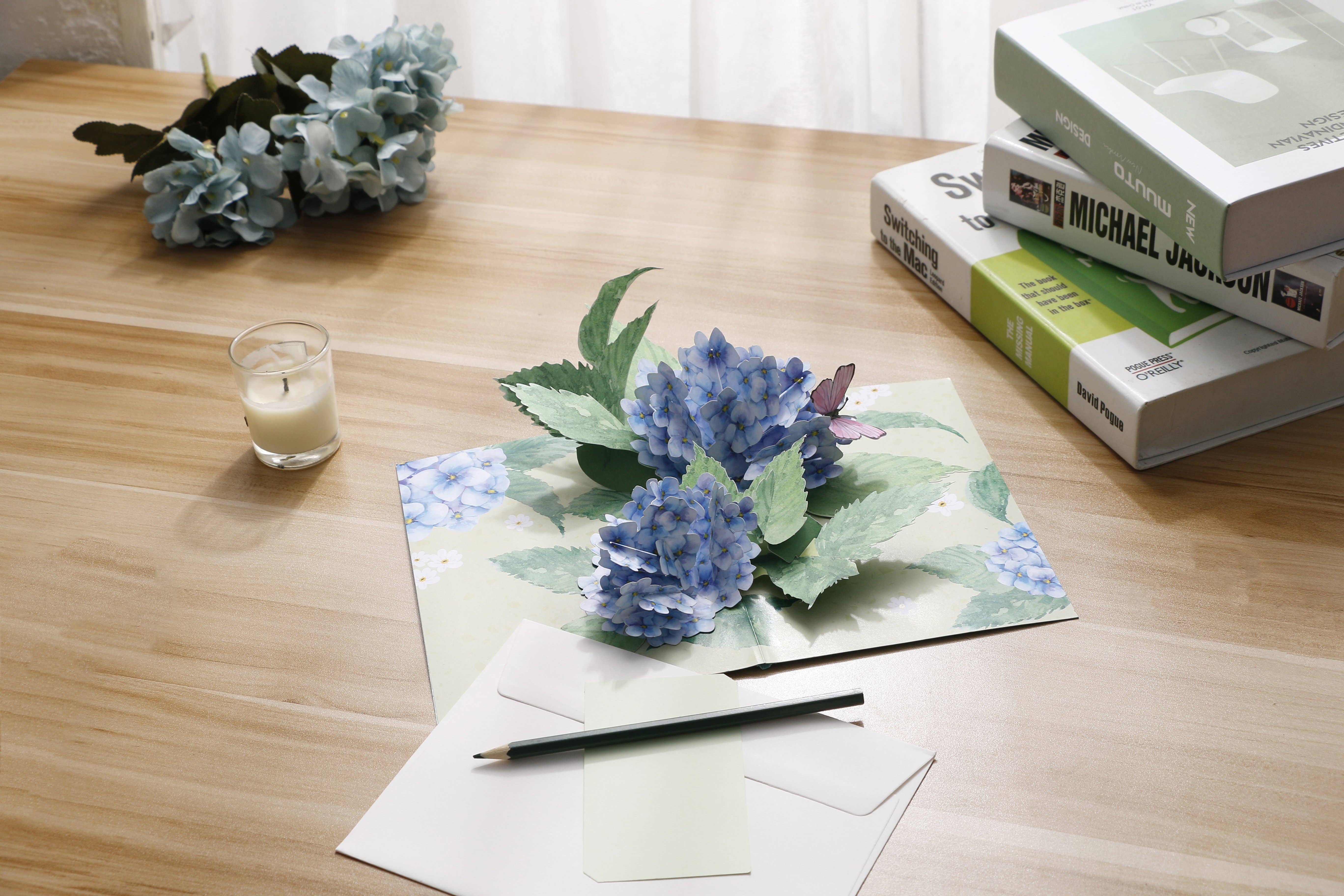 Liif Pop Up Card – wholesale Vardagliga hälsningskort – Hydrangea pop-upkort5