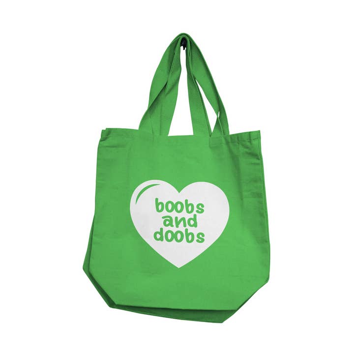 Reusable Totes – Boobs & Doobs – Green for wholesale by Nobu Toys
