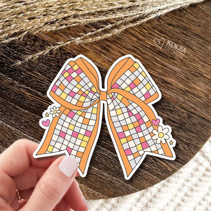 Orange Disco Ribbons Stickers & Magnets / Bow Disco Ball for wholesale by Kenjia Design