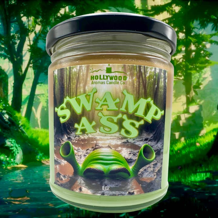 Hollywood Aromas Candle Co. - Wholesale Jar/Filled Candle - Swamp Ass Candle (Shrek-Inspired)