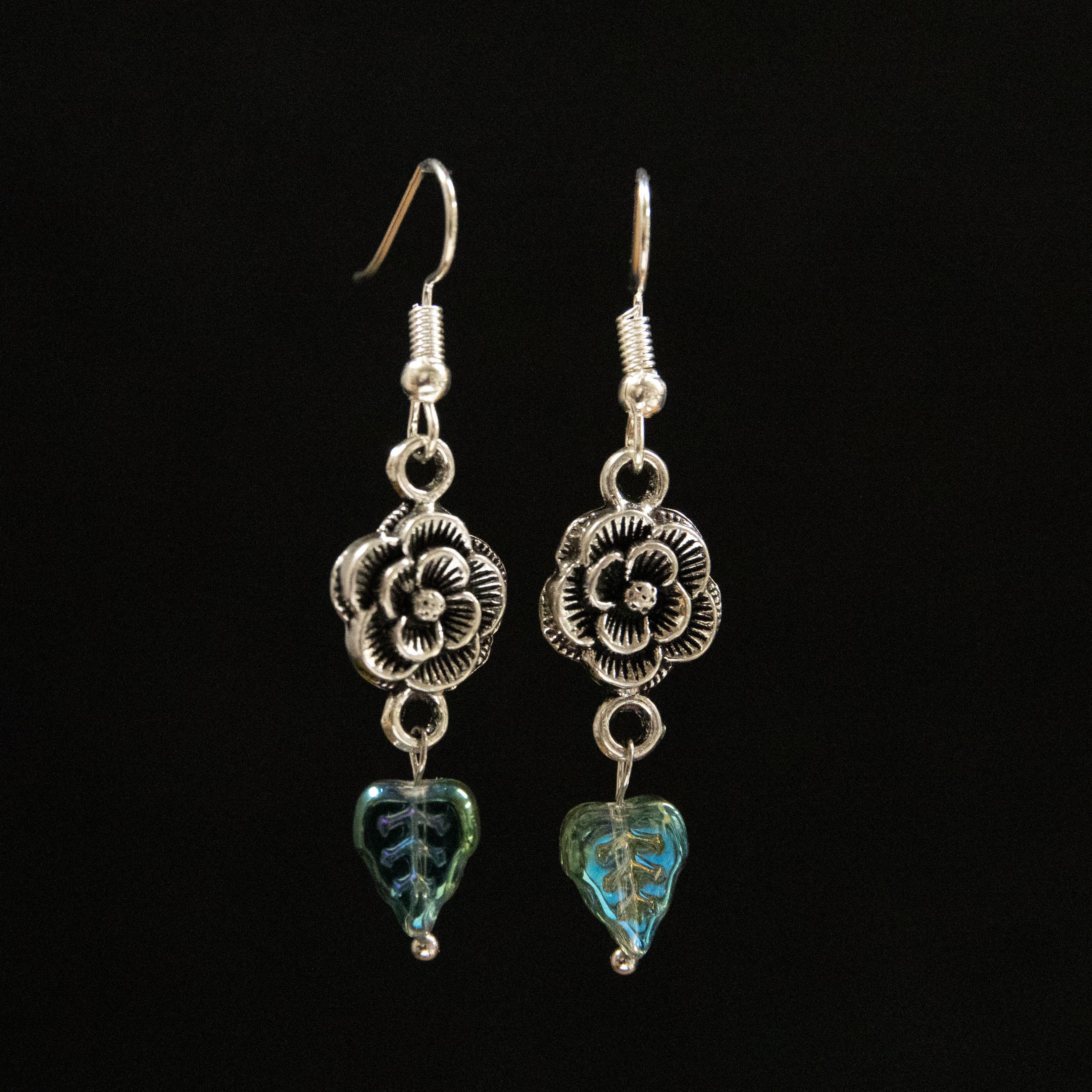 JAC Jewelry Designs - Wholesale Dangle Earrings - Rose and Leaf Earrings
