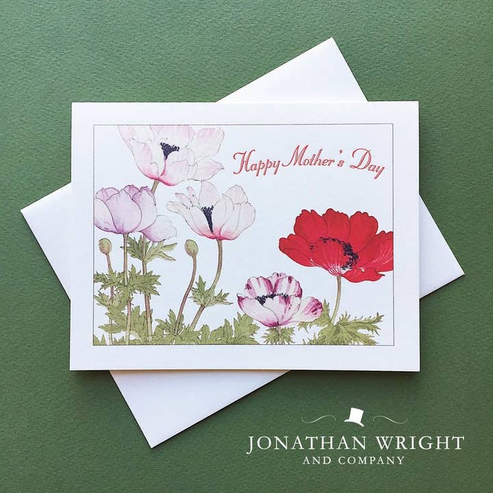 Woodblock Valmuer - Mor Boxed Sæt af 8 for engroshandel hos Jonathan Wright and Company