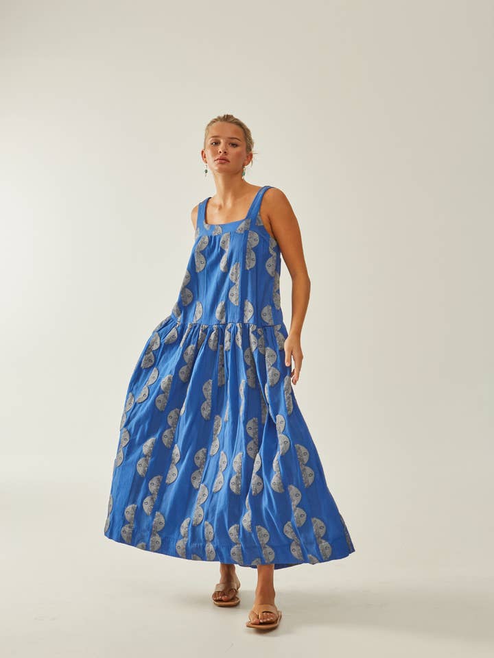 Vestido largo de algodón y lino para venta al por mayor de ANTHERIS