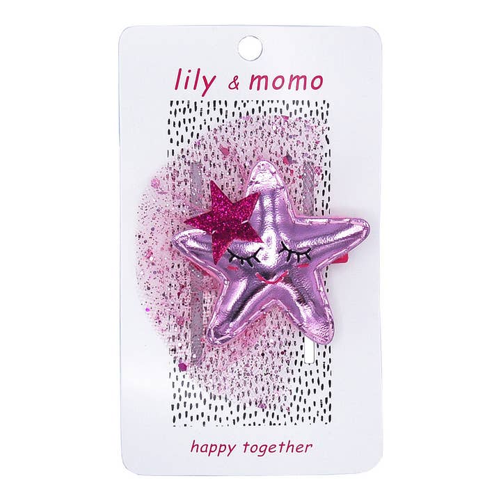Lily and Momo - Wholesale Hair Clip - Kids - Silly Shooting Star Hair Clip- Ballet pink