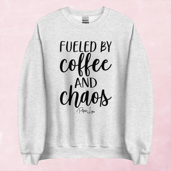 Fueled By Coffee And Chaos Graphic Crewneck Sweatshirt for wholesale by Piper Lou Collection