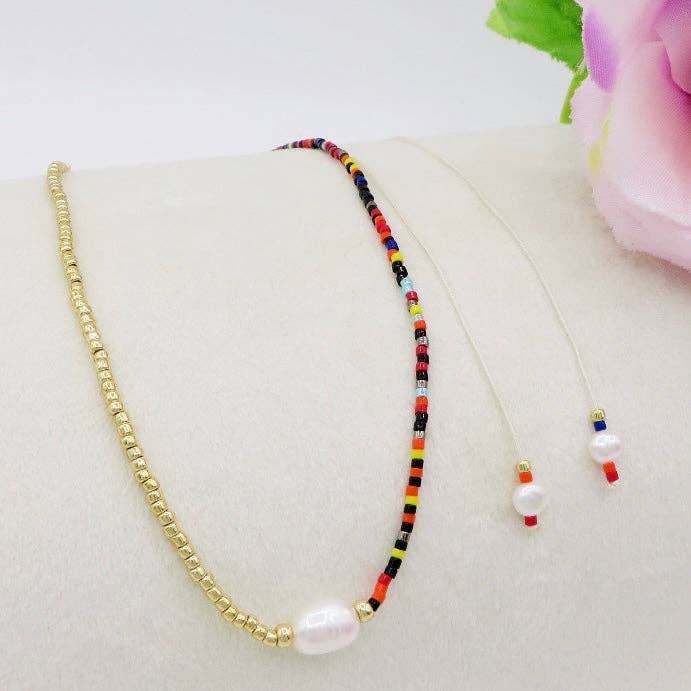 Atisha Spiritual Shop - Wholesale Beaded/Pearl Necklace - THIN ~ Miyuki glass bead necklace ~ adjustable ~ SHAMBALA sliding clasp ~2