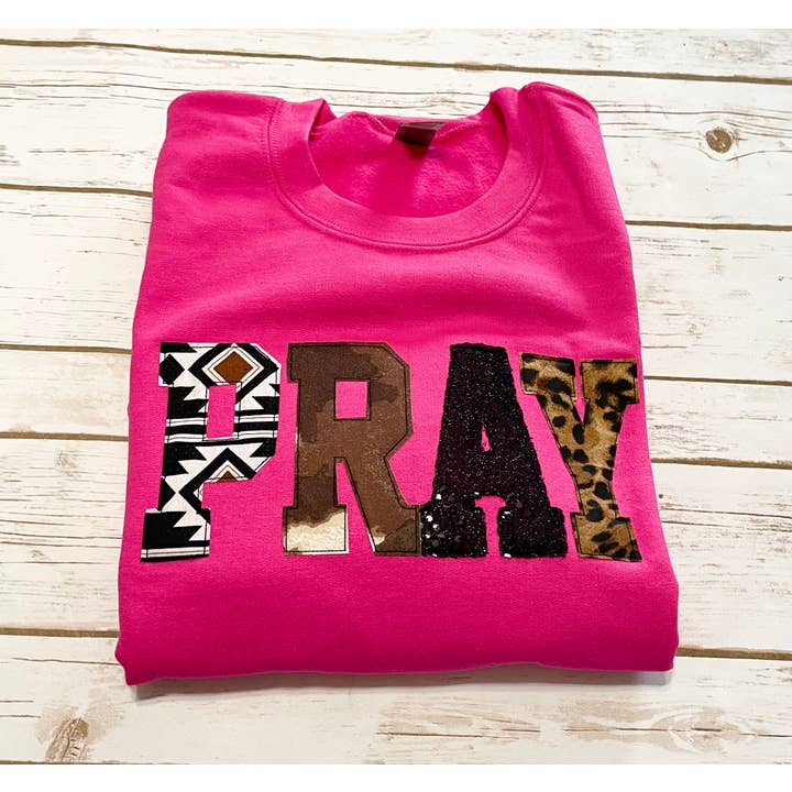 Pray Applique Sweatshirt for wholesale by BLUE MAGNOLIA MONOGRAMS