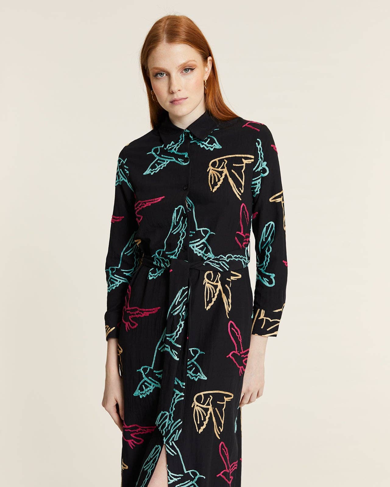 Pepaloves - Wholesale Dress - Women's - VESTIDO ABOTONADO BORD PAJAROS3