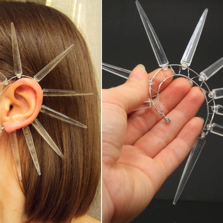 Stor øremanchet ikke gennemboret øreindpakning plast pigget cyberpunk for engroshandel hos SomeBijoux4You