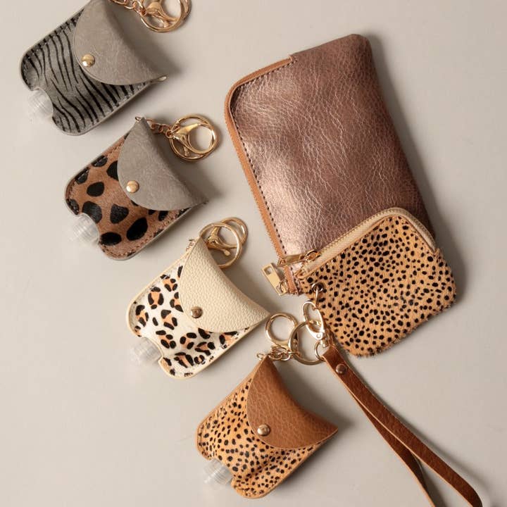 Fashion City - Wholesale Keychain - Women's - Genuine Leather Animal Sanitizer Keychain Holder