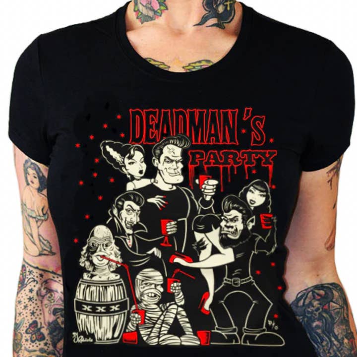DEADMAN'S PARTY Monster Horror Graphic Print Tee for wholesale by Pinky Star