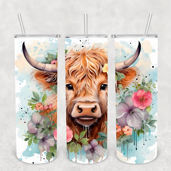 Watercolor Floral Highland Tumbler for wholesale by Beautiful Creations by Laney
