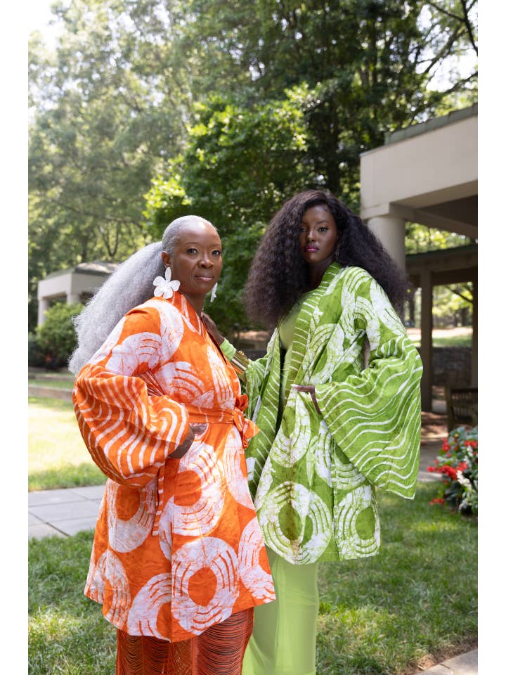 Besida - Wholesale Kimono - Women's - Mafarki Kimono Orange African Print Hand Dyed Jacket Robe5